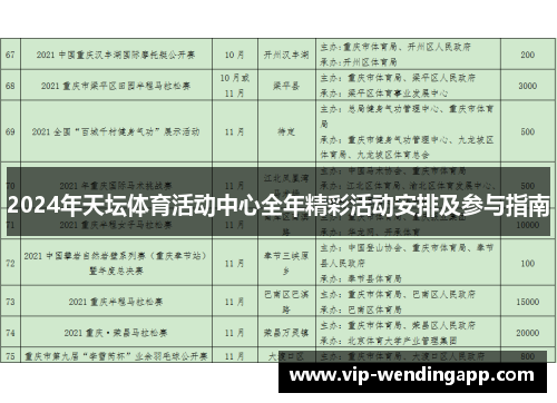 2024年天坛体育活动中心全年精彩活动安排及参与指南 2024年天坛体育活动中心全年精彩活动安排及参与指南